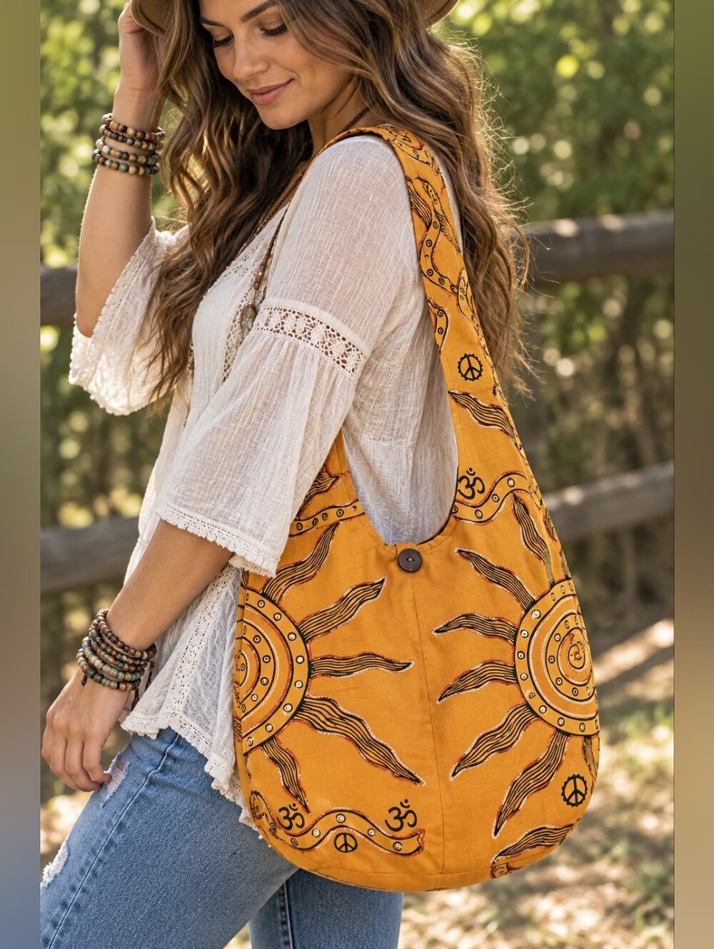 Sun/Mandala Boho Hobo Bag
